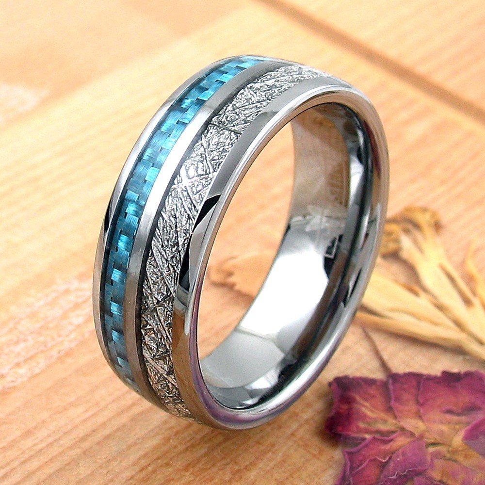 6/8mm Tungsten Carbide Meteorite & Carbon Fiber Band Ring-Engraving Avail