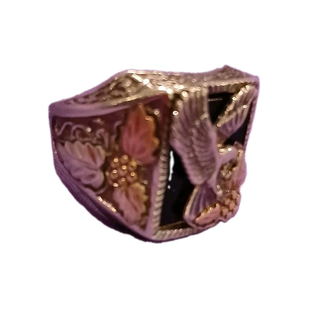 14K Yellow Gold Ring Size 8 Square Rose Gold Tone Bird/Eagle Motif