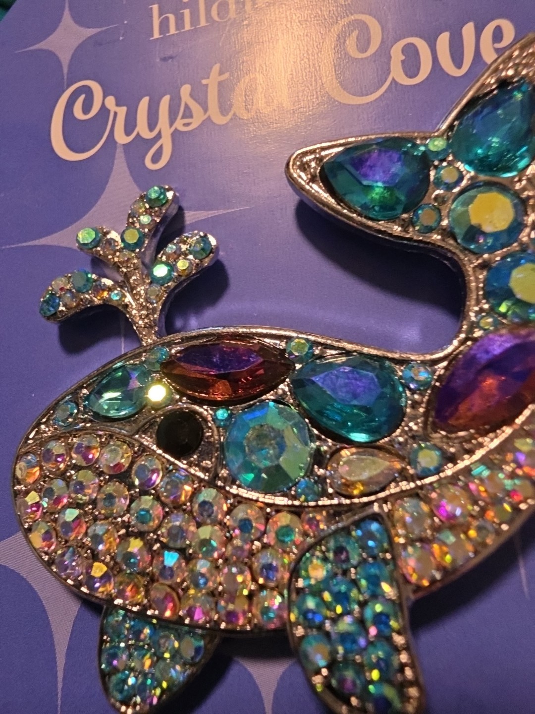 Whale Rhinestone Brooch Silvertone NWT Hildie & Jo Crystal Cove