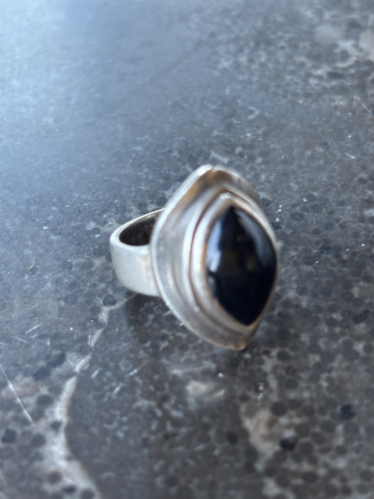 Sajen Sterling Silver Ring 925 Onyx Stone Size 6