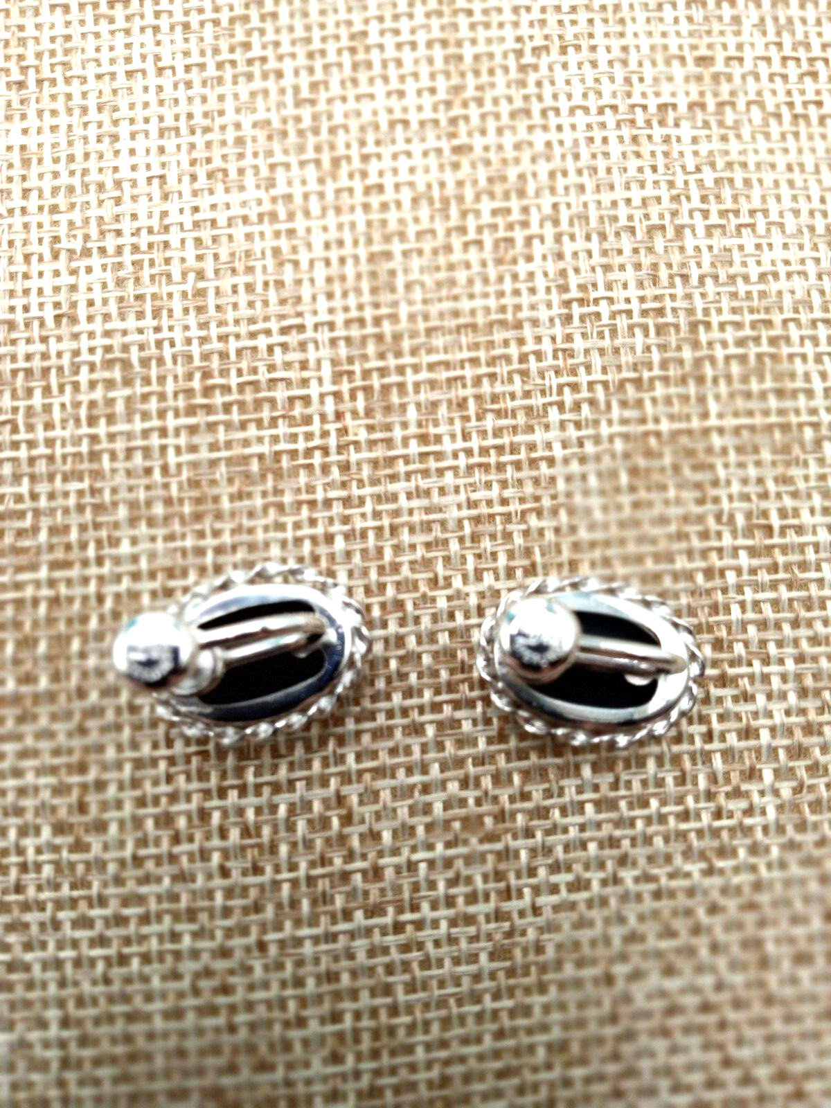Vtg Van Dell Classic Sterling Silver Black Onyx 18 In Necklace & SB Earrings