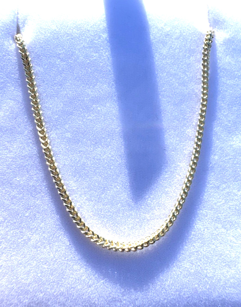 NEW 10K Yellow Gold 20” Franco Square Box Chain Necklace 2mm Italy Lobster Clasp