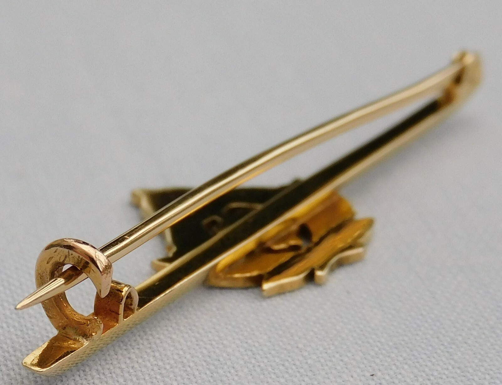 RARE WORLD WAR 1 WW1 9CT YELLOW GOLD ROYAL NAVY SWEETHEART BAR BROOCH 2.6g