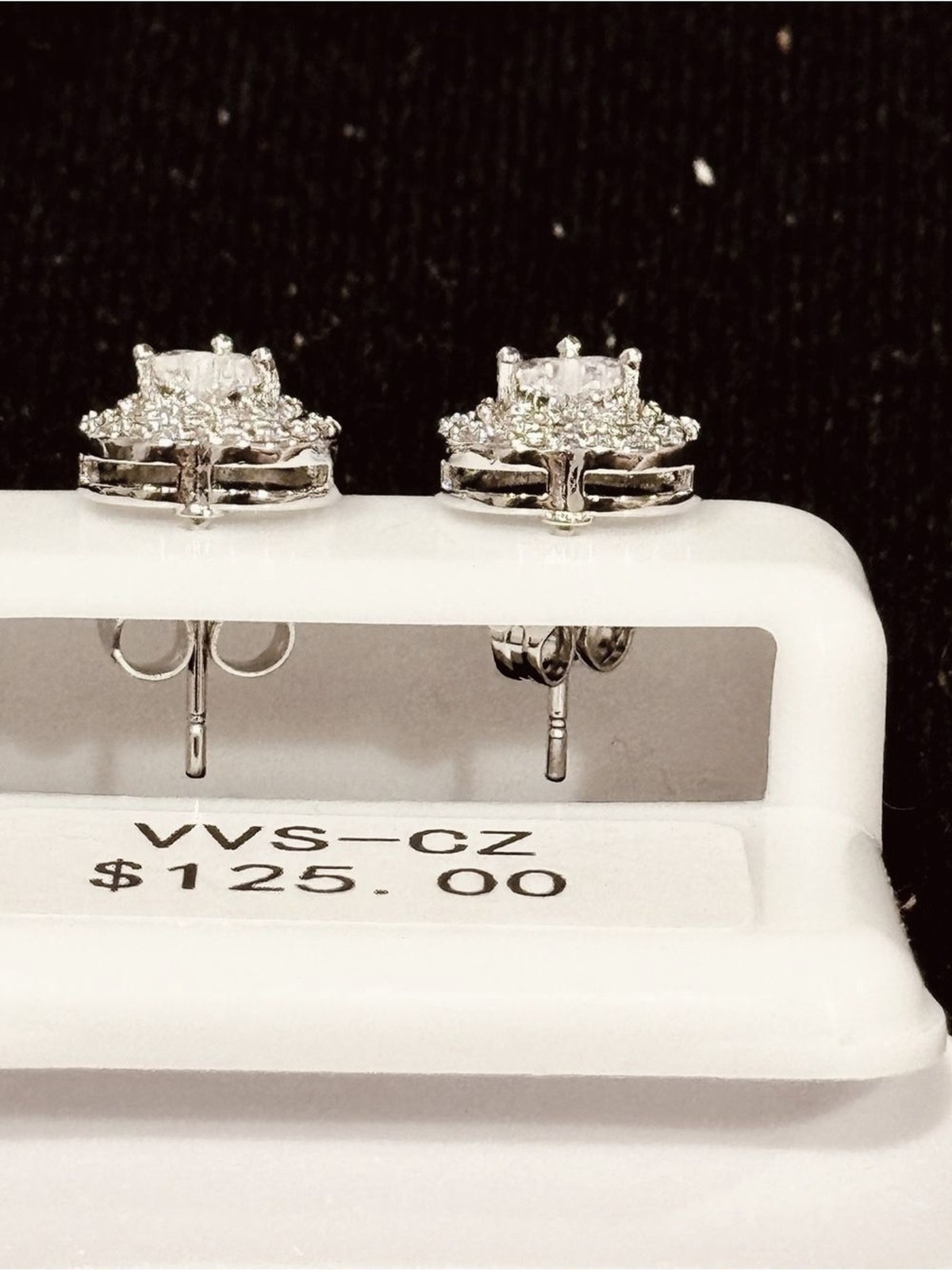 AJ USA Stainless Steel VVS CZ Clear Heart Halo Stud Earrings New
