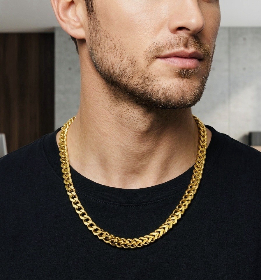 6mm 24” 18K PVD Gold Filled Franco Cuban Chain Necklace, Never Fade Or Tarnish