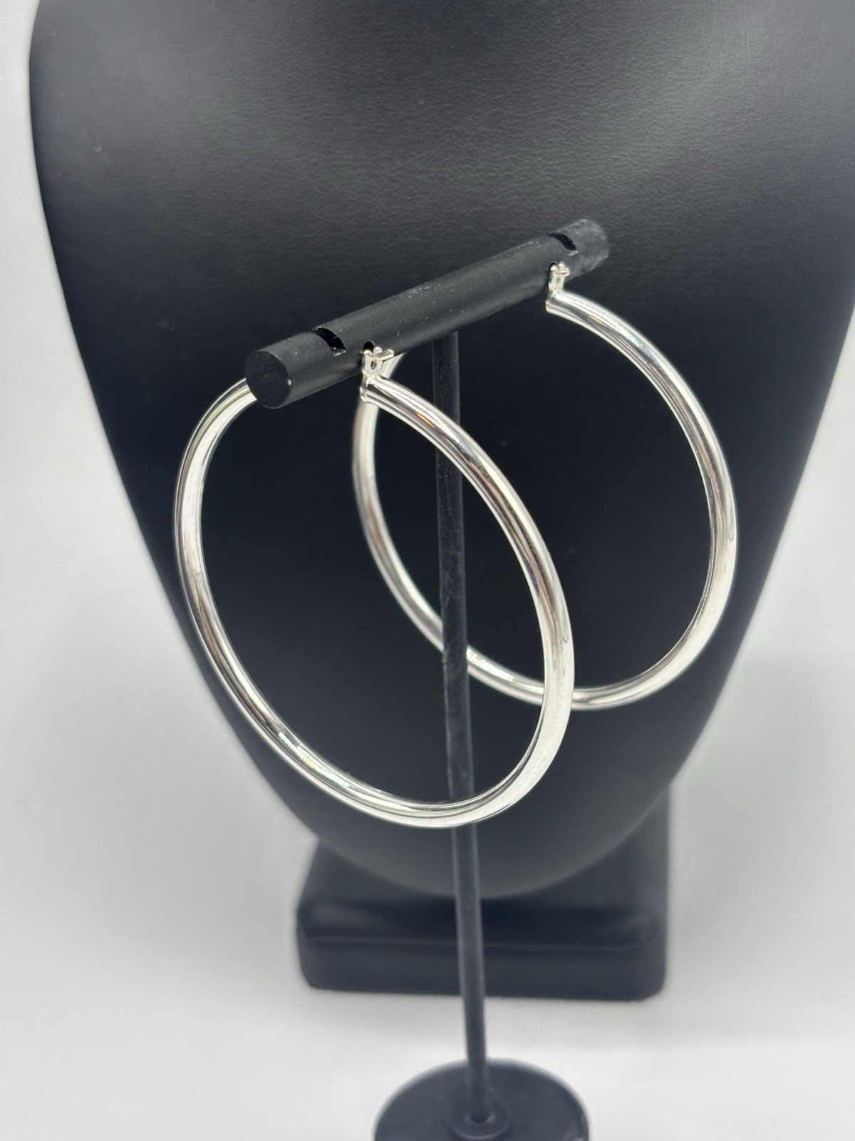 Sterling Silver Hoop Earrings 925 Statement Fine Jewelry 6.80g 2”