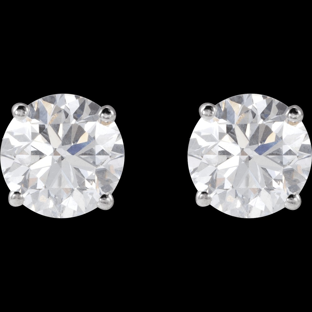 2.02 CTW Round Lab Created Diamond Earrings • 14K White Gold Lightweight Basket