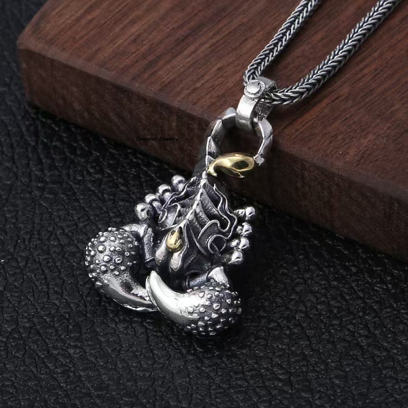 Pure S925 Sterling Silver Men Women Lucky Two-Tone Scorpion Pendant 29-30g