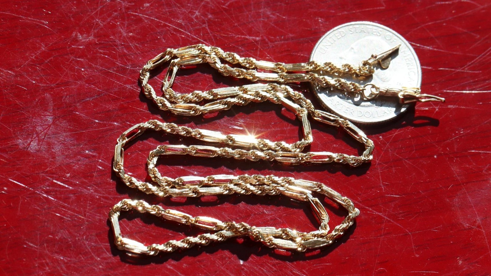 14k yellow gold necklace 20.0″ Figarope chain vintage 7.90gr N3637 Fortunoff