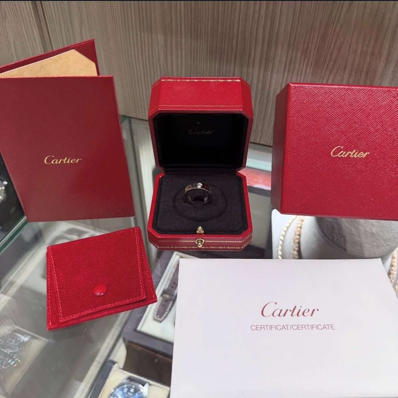 Cartier Love 18K White Gold 3 Diamond 5.5 mm Love Ring Size 53/6.5 Gram Wt. 9.6