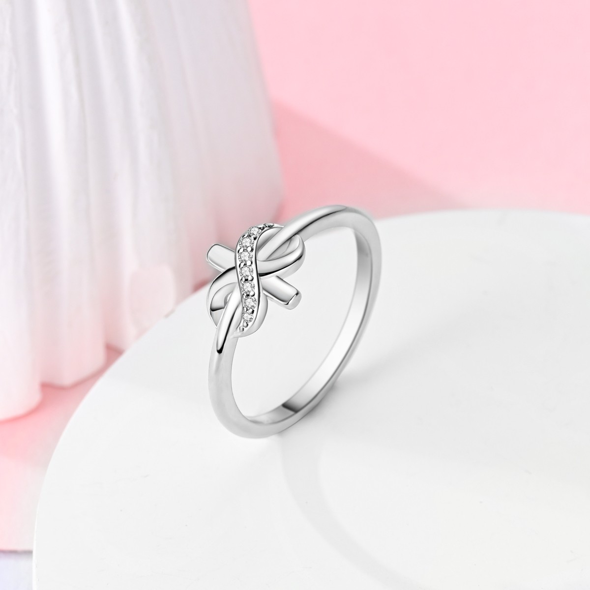 LAZA Infinite Cross 925 Sterling Silver Finger Ring AAA Zircon Gift for Her