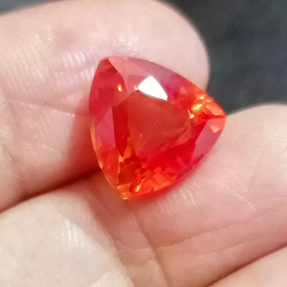 Flawless Mexican Fire Opal Red Orange 15 Ct Natural Loose Gemstone Trillion Cut