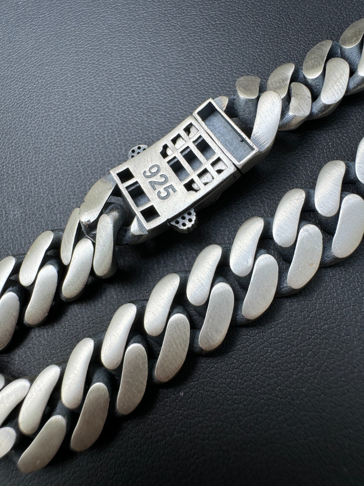 Custom Skull Lock Miami Cuban Link Bracelet 12mm Real 925 Silver Oxidized Finish