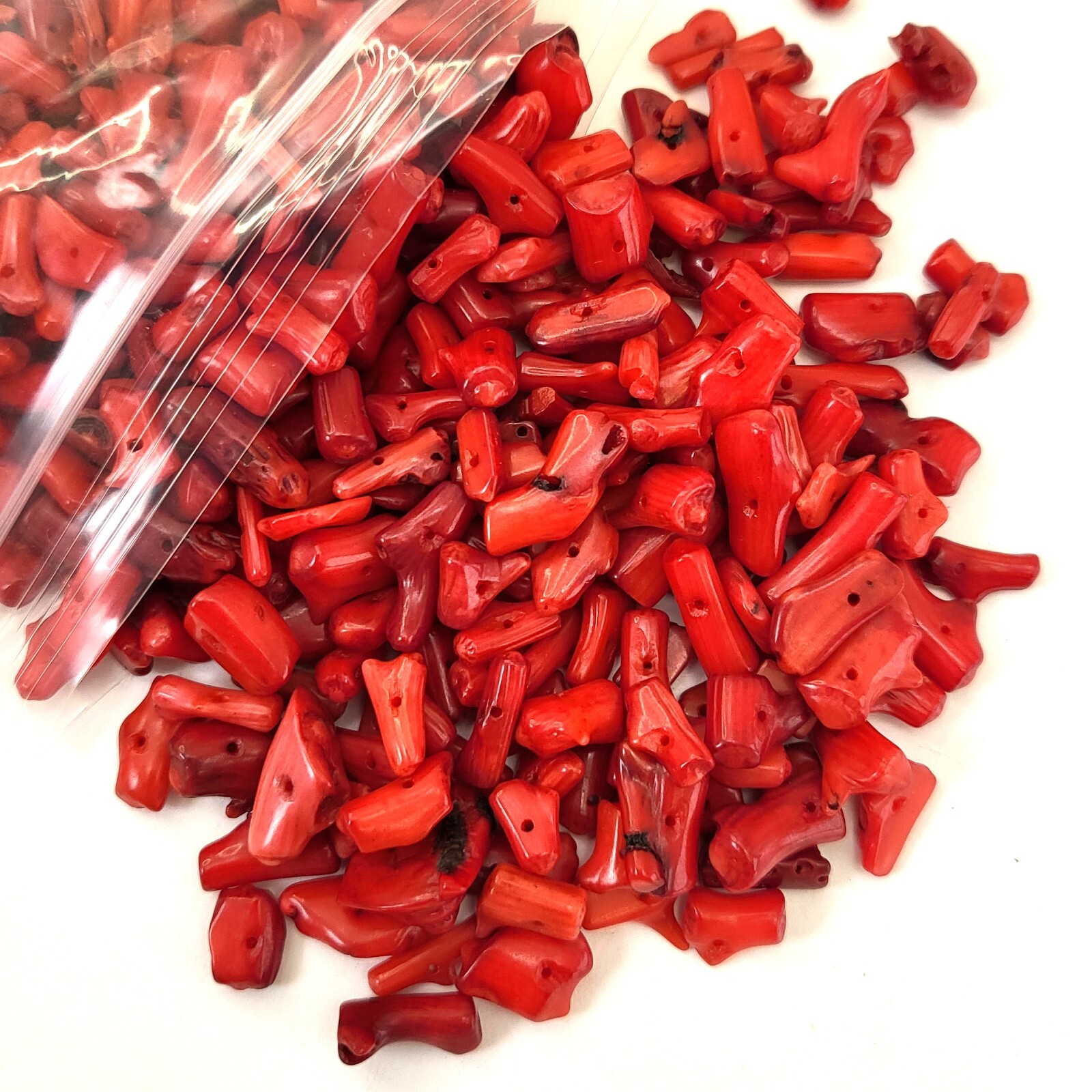 Red Coral Bamboo Small Branch Stick Loose Spacer Beads 1/2 LB Jewelry 6-15mm