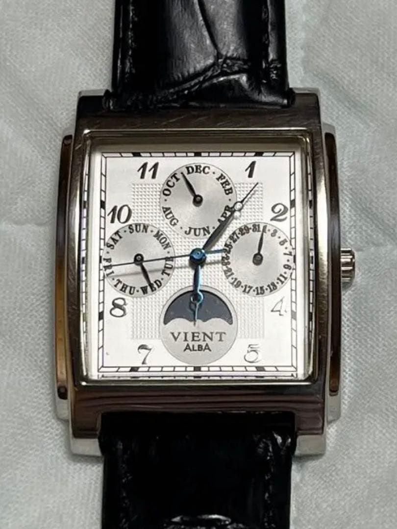 SEIKO ALBA Vient V33F-5A10 Moon Phase Triple Calendar Watch As Is Junk #O7116