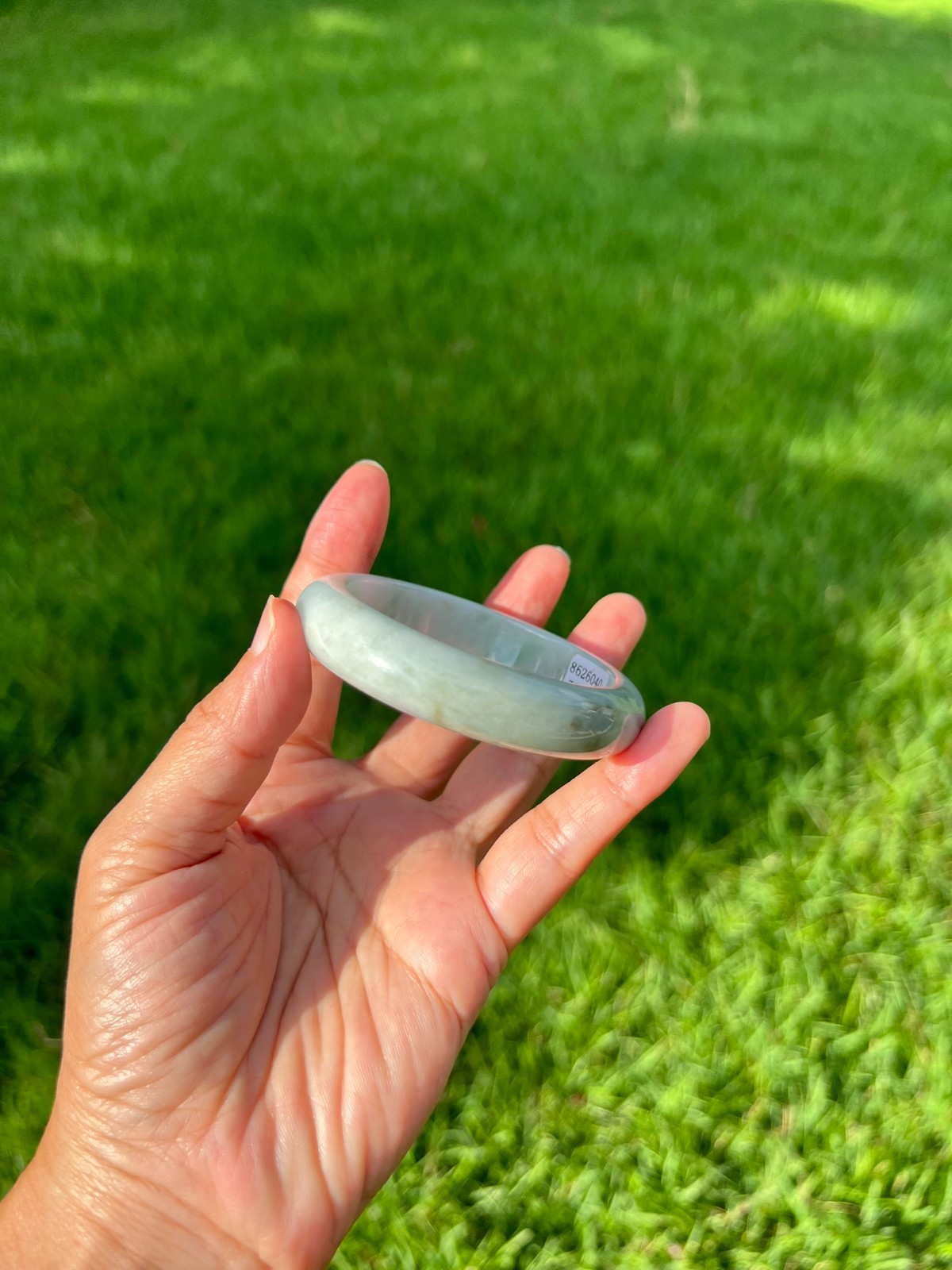 Lavender Green 100% Natural Grade A Jadeite Jade Bangle Bracelet 54.5mm H153