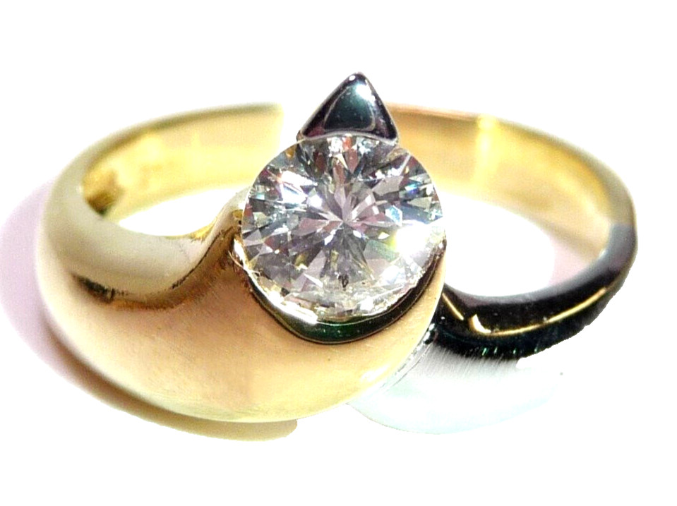 Ring 750 Gold 0.70 ct. Diamond Size 59/ 18.8mm 5.9 Grams G/P Excellent Condition