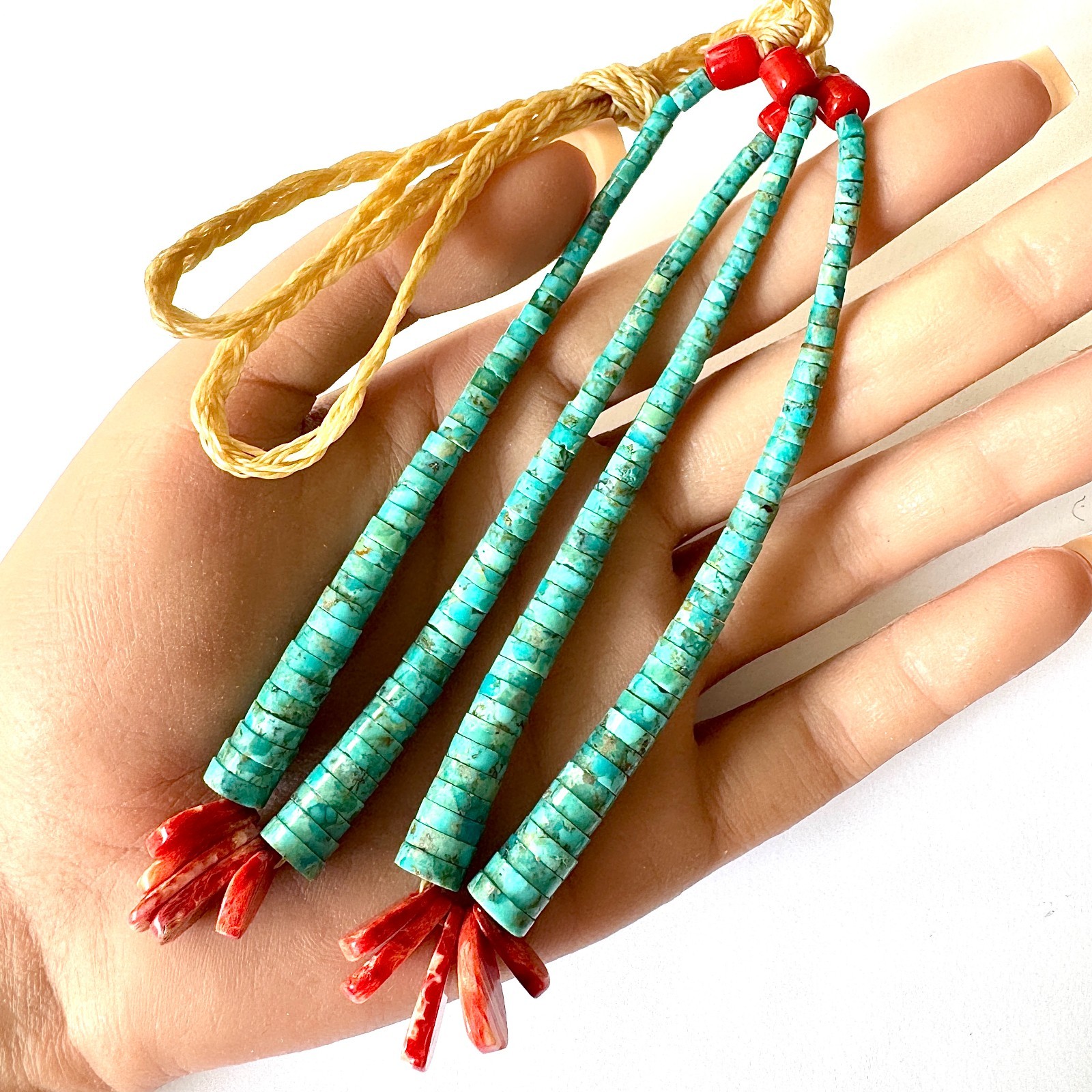VTG Santo Domingo Turquoise Jacla Pendant Earrings 5in Spiny Oyster Tabs