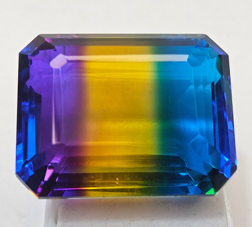 Tourmaline Bi-Colour 100+ Ct Emerald Cut Natural Certified Loose Gemstone