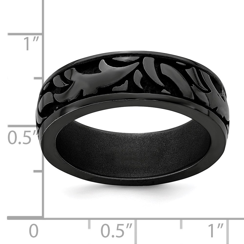 Black Titanium Casted Design 7mm Band Ring Size 10 for Men’s