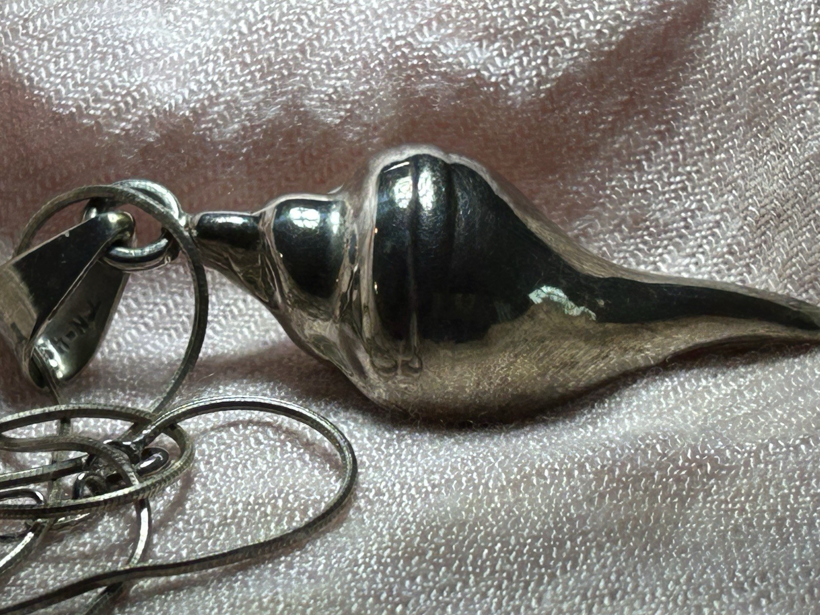 925 TN-49 Mexico Sterling Silver Conch Pendant & 925 Italy Necklace 18in 15g