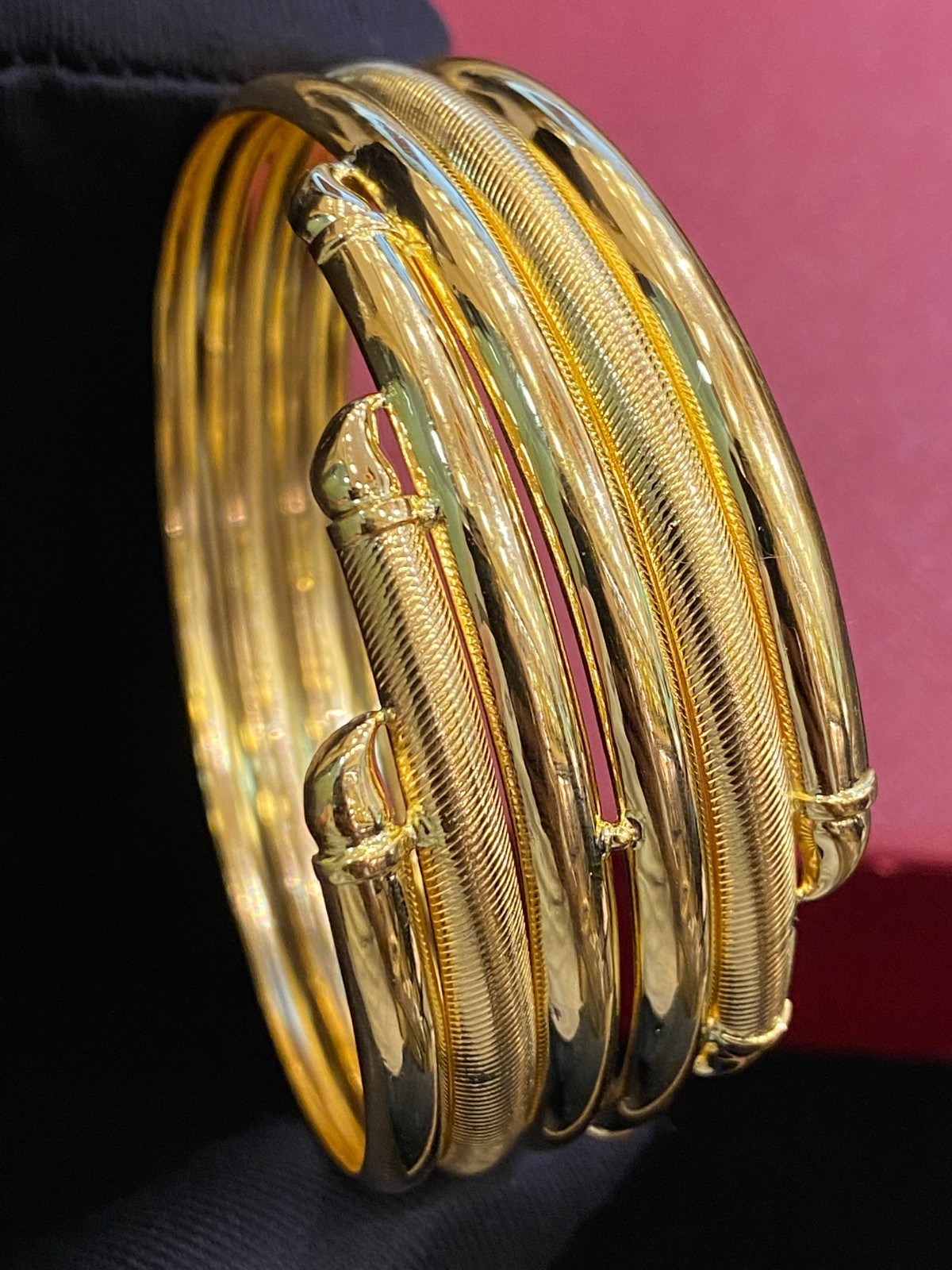 Stunning Dubai Handmade Women’s Bangle Bracelet In Certified 22Karat Yellow Gold