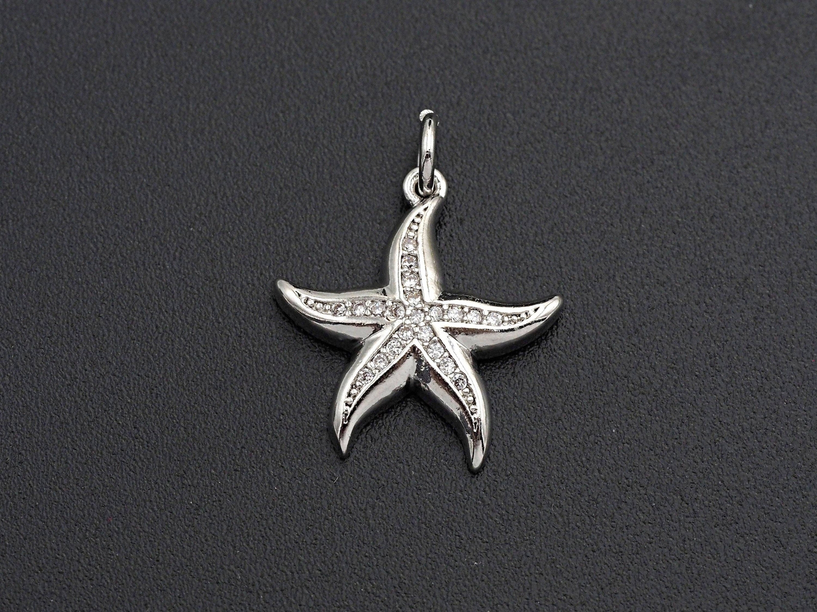 CZ Micro Pave Starfish Shaped Pendant/Charm, Cubic Zirconia Pendant Charm, Z575