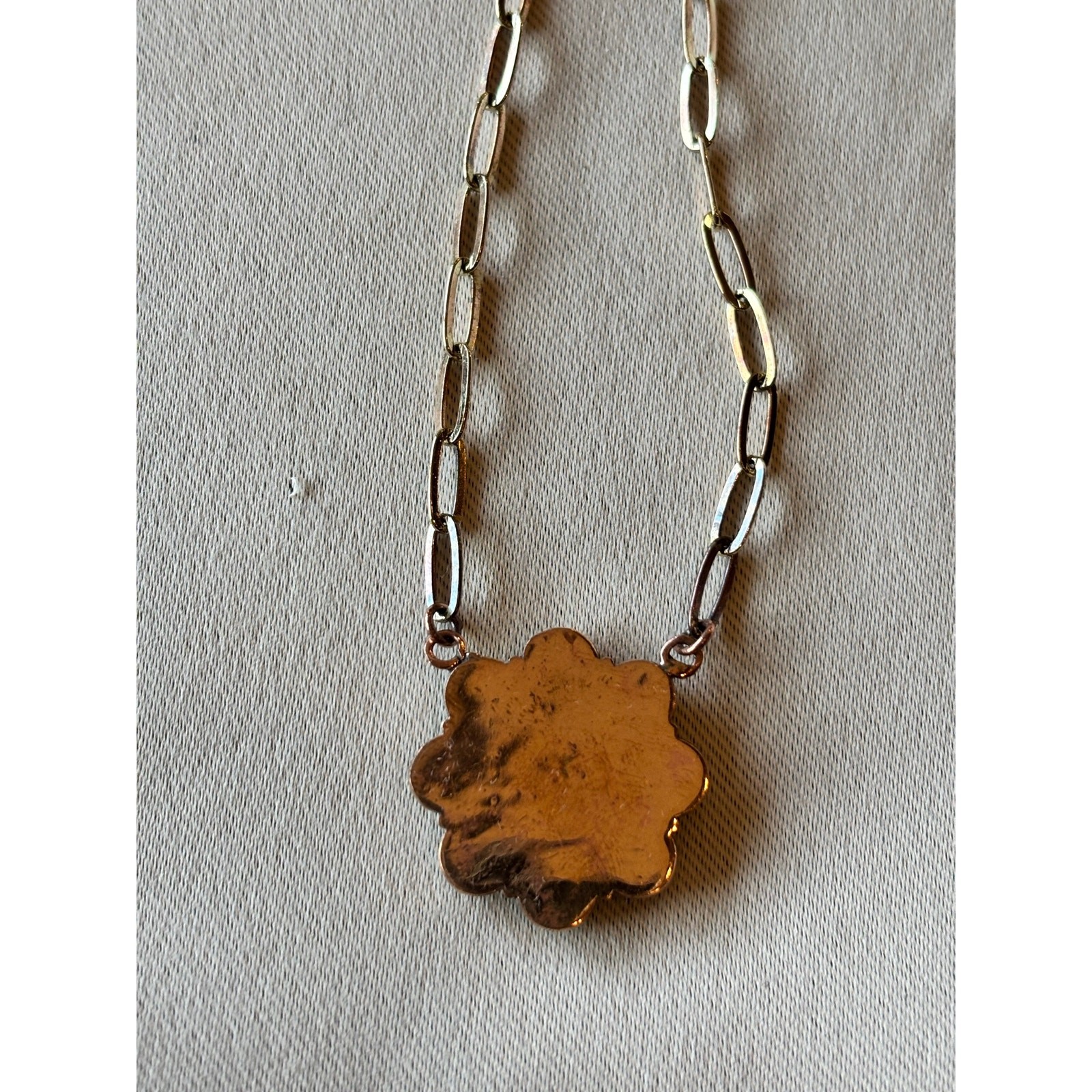 Copper and Turquoise on a beautiful paper clip chain