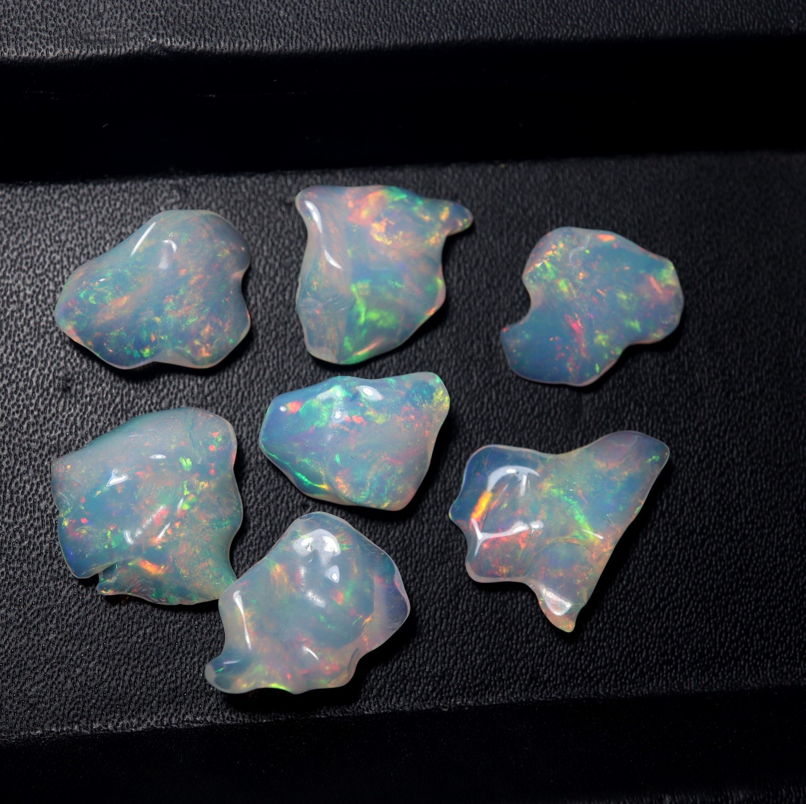 24Cts Natural AAA Ethiopian Opal Rainbow Fire Uncut Polished Rough 7 Pieces Lot