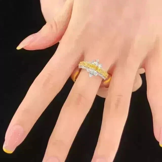 3Ct Asscher Lab Created Citrine Diamond Women Wedding Ring 14K White Gold Plated