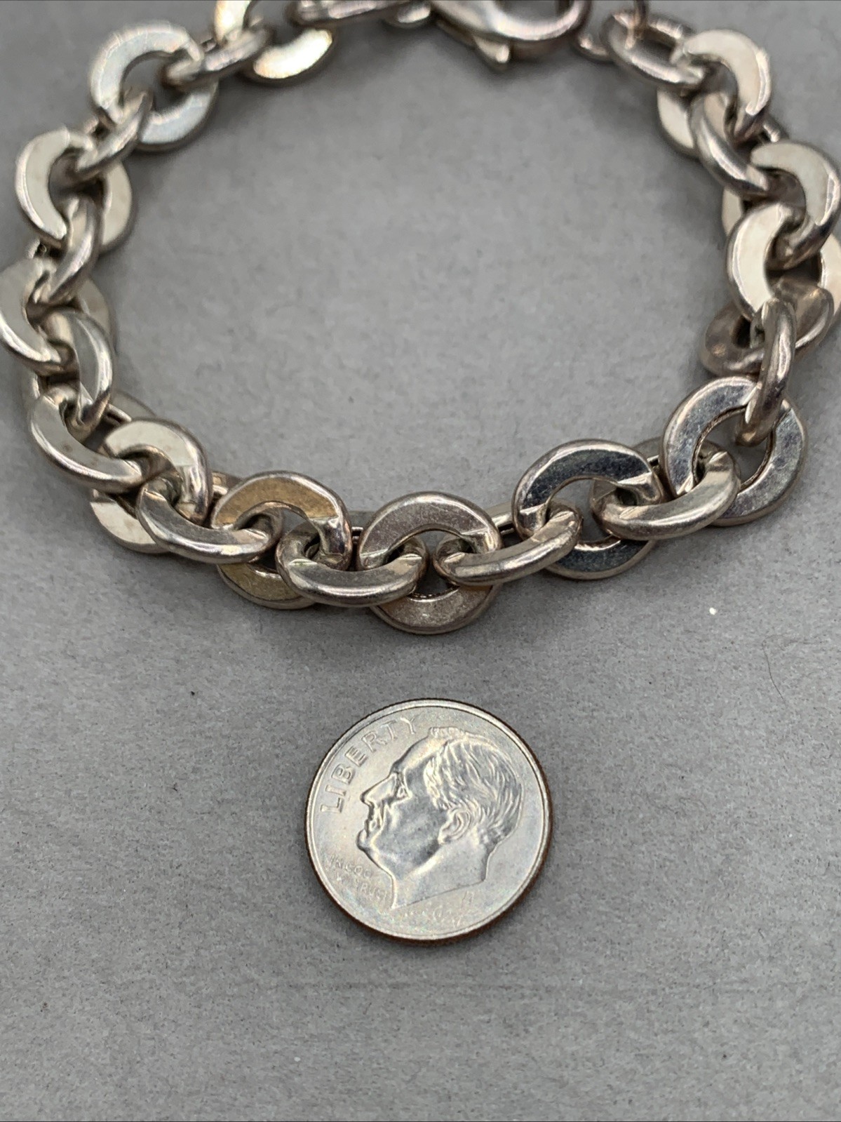 Vintage Milor Italy 950 Silver Chunky Oval Link Chain Bracelet 7.5″