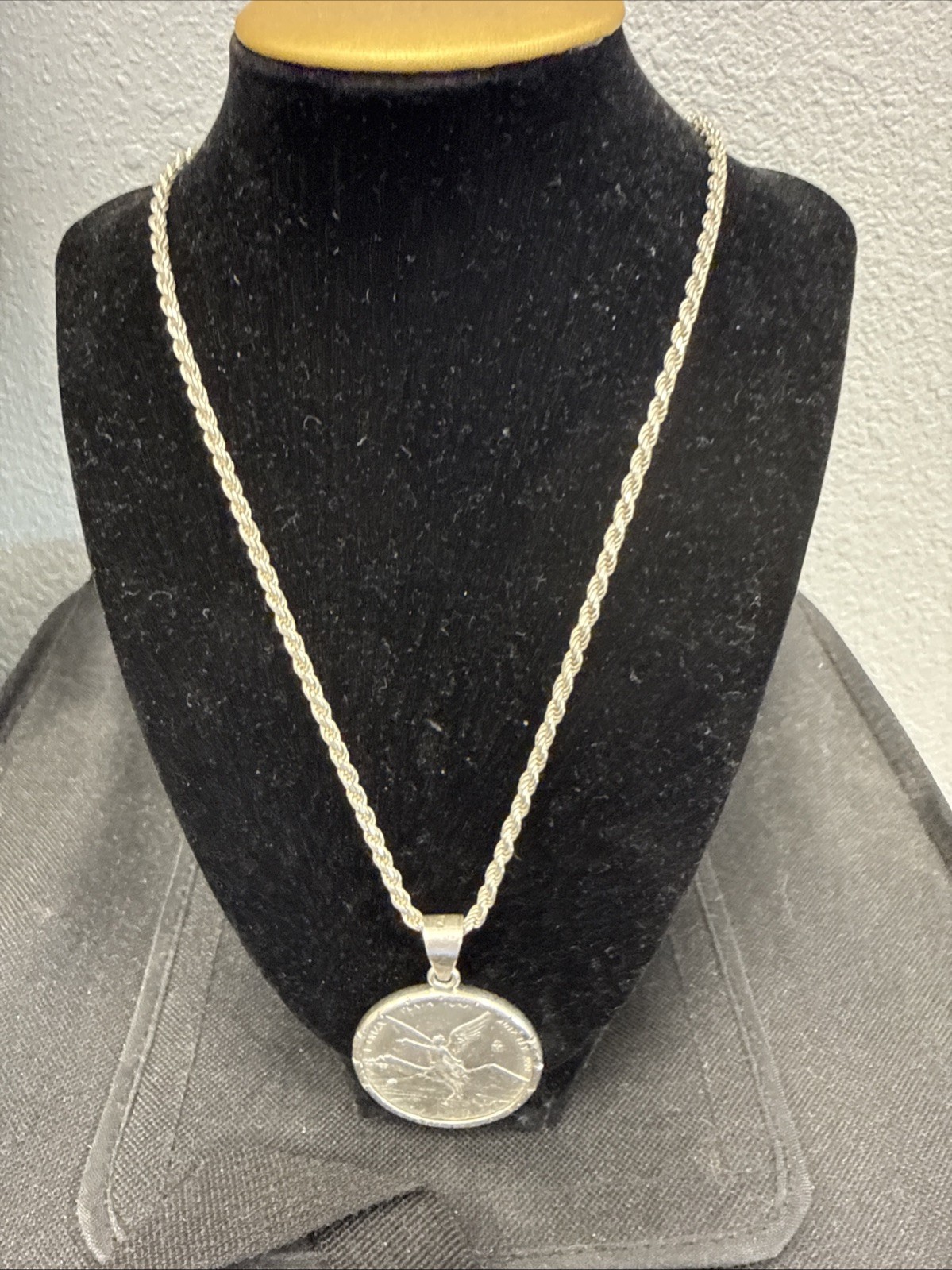 ❤️Cadena Y Moneda De 1 oz Plata 925 56.7g 19″Anchor Plata Mexicana. (2129)
