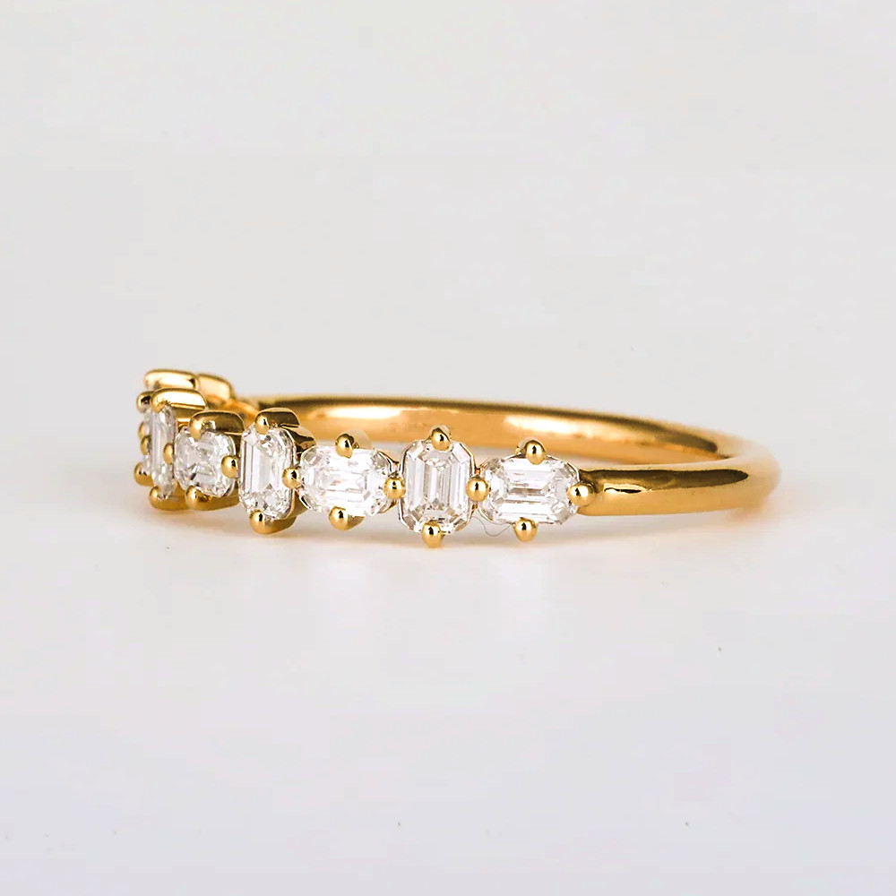 Lab Grown Diamond Stacking Band 14K Yellow Gold Emerald Cut 0.50 Ct GLI HRD Ring