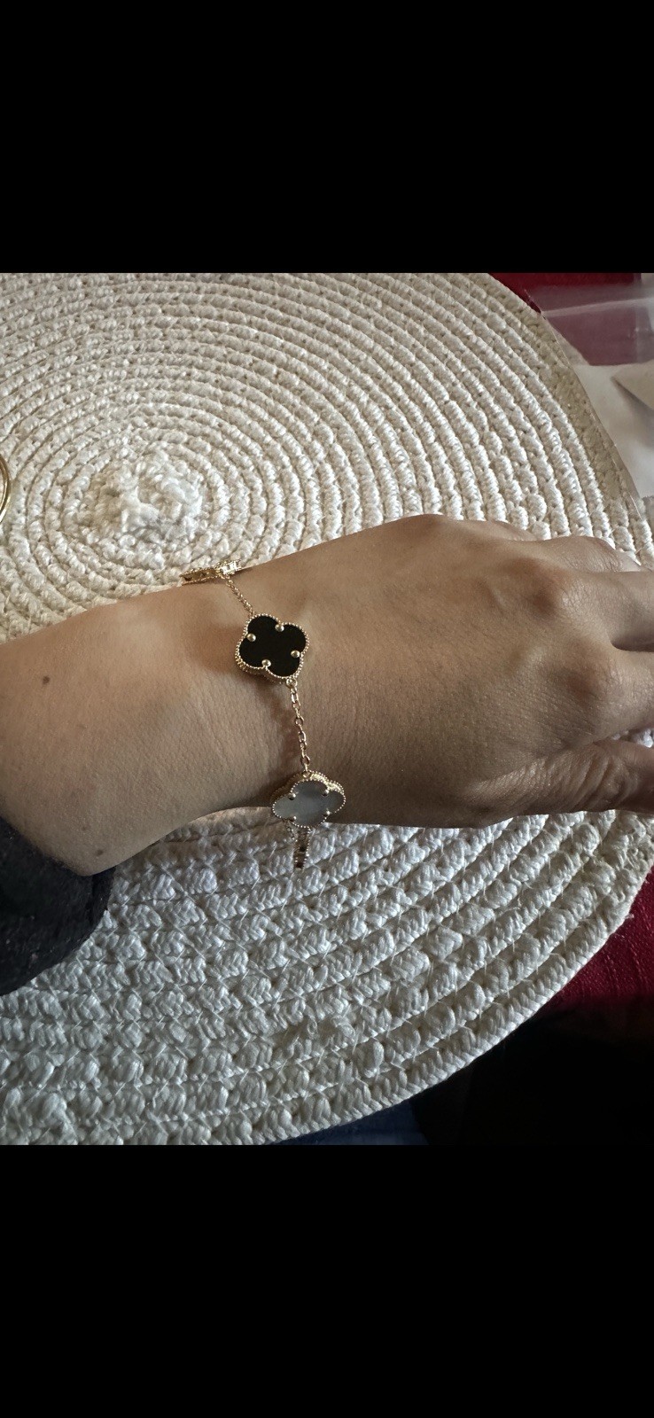 Gold Tone Clover Dangle Charm Cable Chain Bracelet Adjustable Luck Theme