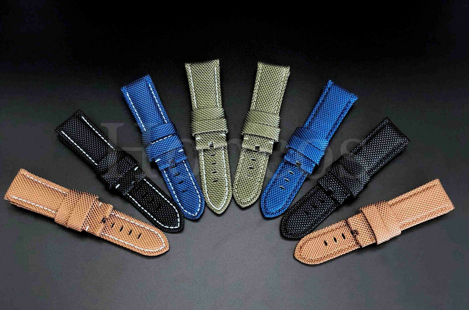 22 – 26 MM Black Leather Canvas Diver Band strap Fits for NVICTA Russian New