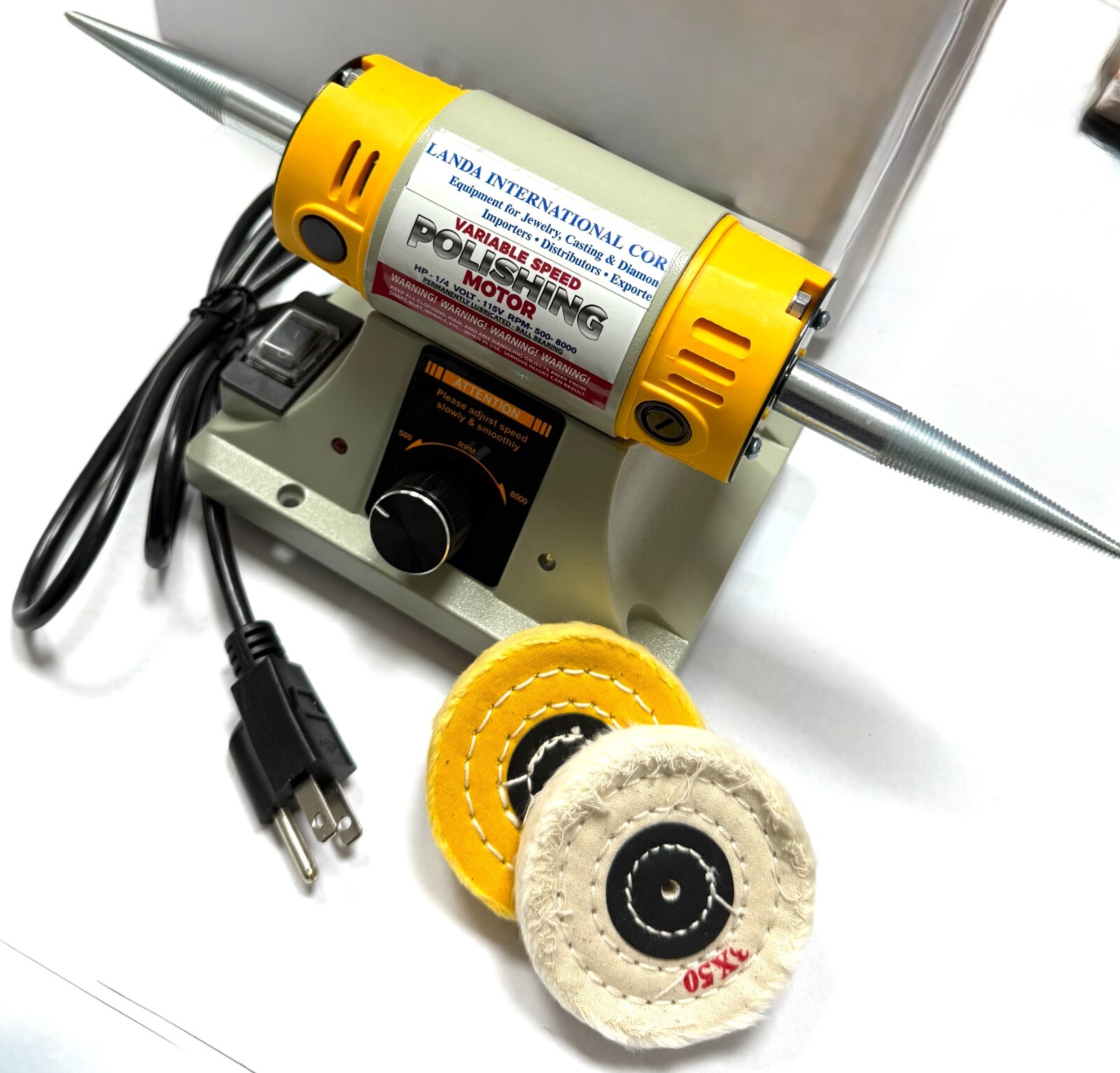 ARBE MINI VARIABLE SPEED POLISHING MOTOR w/ 2 3X50 BUFFS