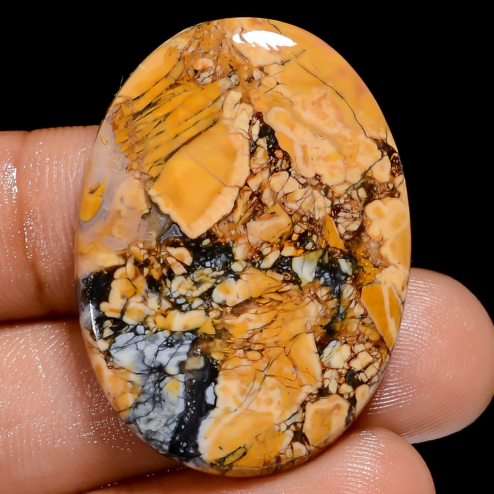 Natural Maligano Jasper Oval Shape Cabochon Gemstone 50.5 Ct. 35X26X5 mm X-27798