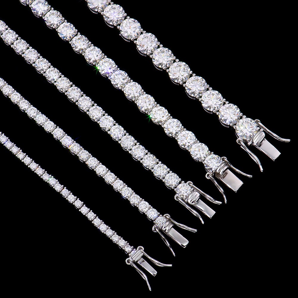 2-6mm MOISSANITE Tennis Chain Bracelet Men 925 Sterling Silver Valentine’s Day