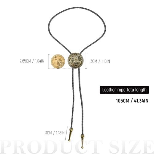 2 Packs Bolo Tie for Men – Vintage Western Cowboy Costume Flower Polo Tie