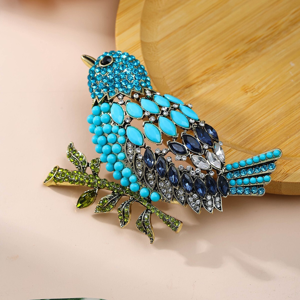 Vintage Blue Kingfisher Bird Woman’s Brooch Pin Rhinestone Crystal Festival Gift