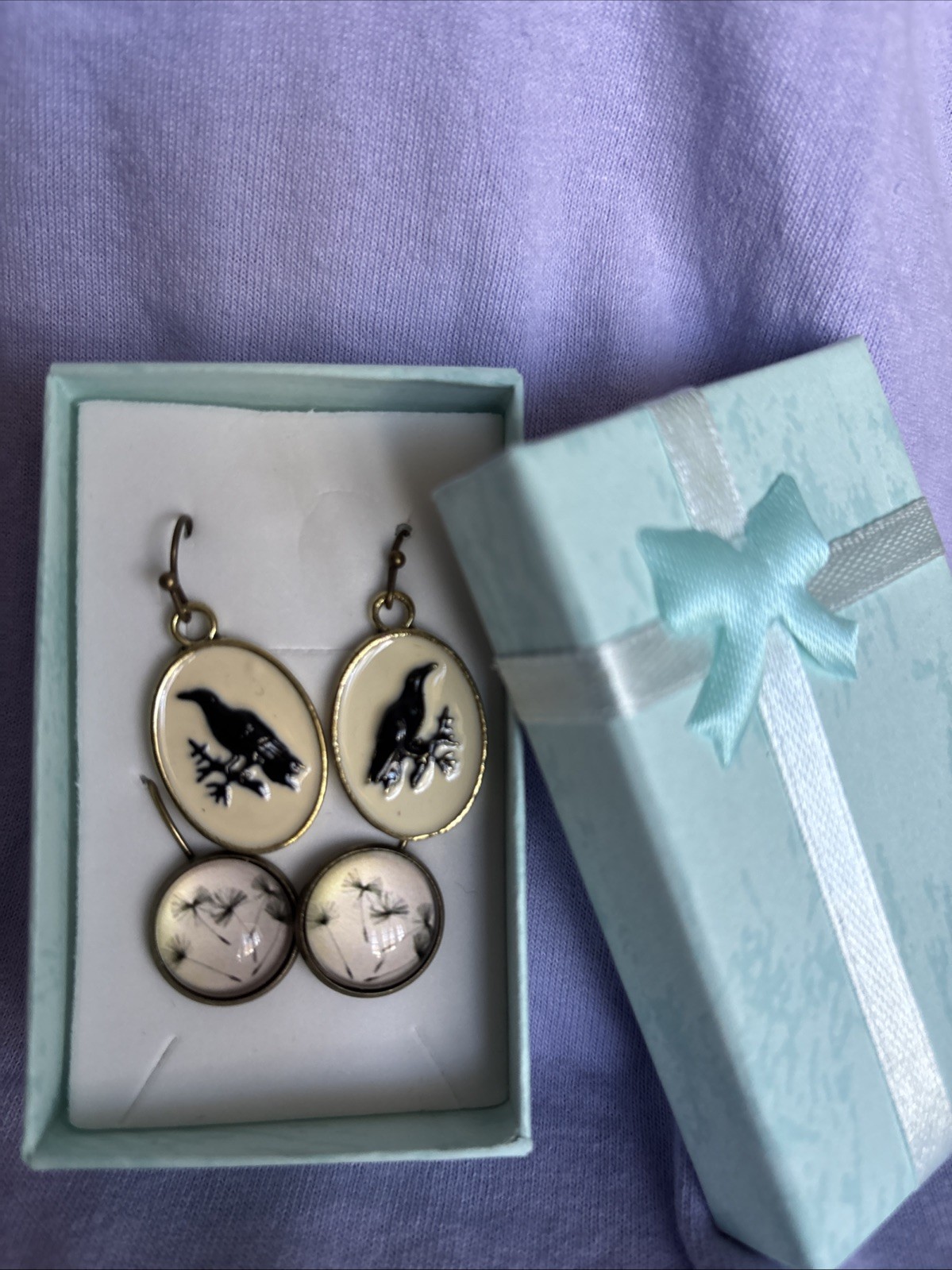 Earrings, 2 Pair Fun/Decorative, 1 Pair Hook Crow Earrings, 1 Pair Dandelion