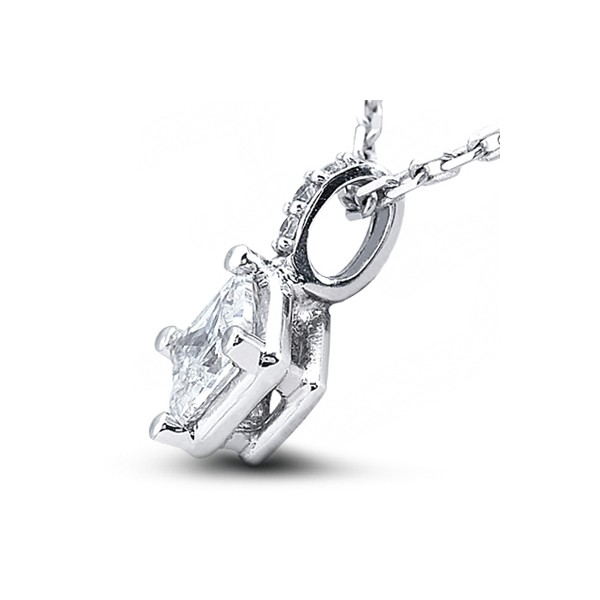 0.80ct tw L/VS1 Princess Earth Mined Certified Diamonds Platinum Classic Pendant