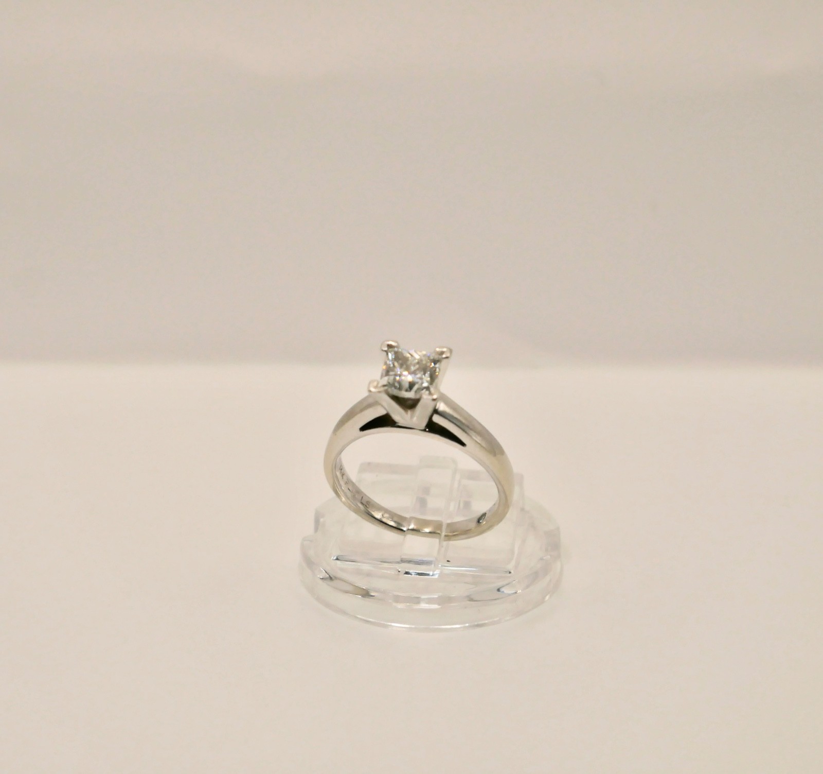 Leo Princess Diamond Solitaire Engagement Ring 1.03 ct 14K & Plat