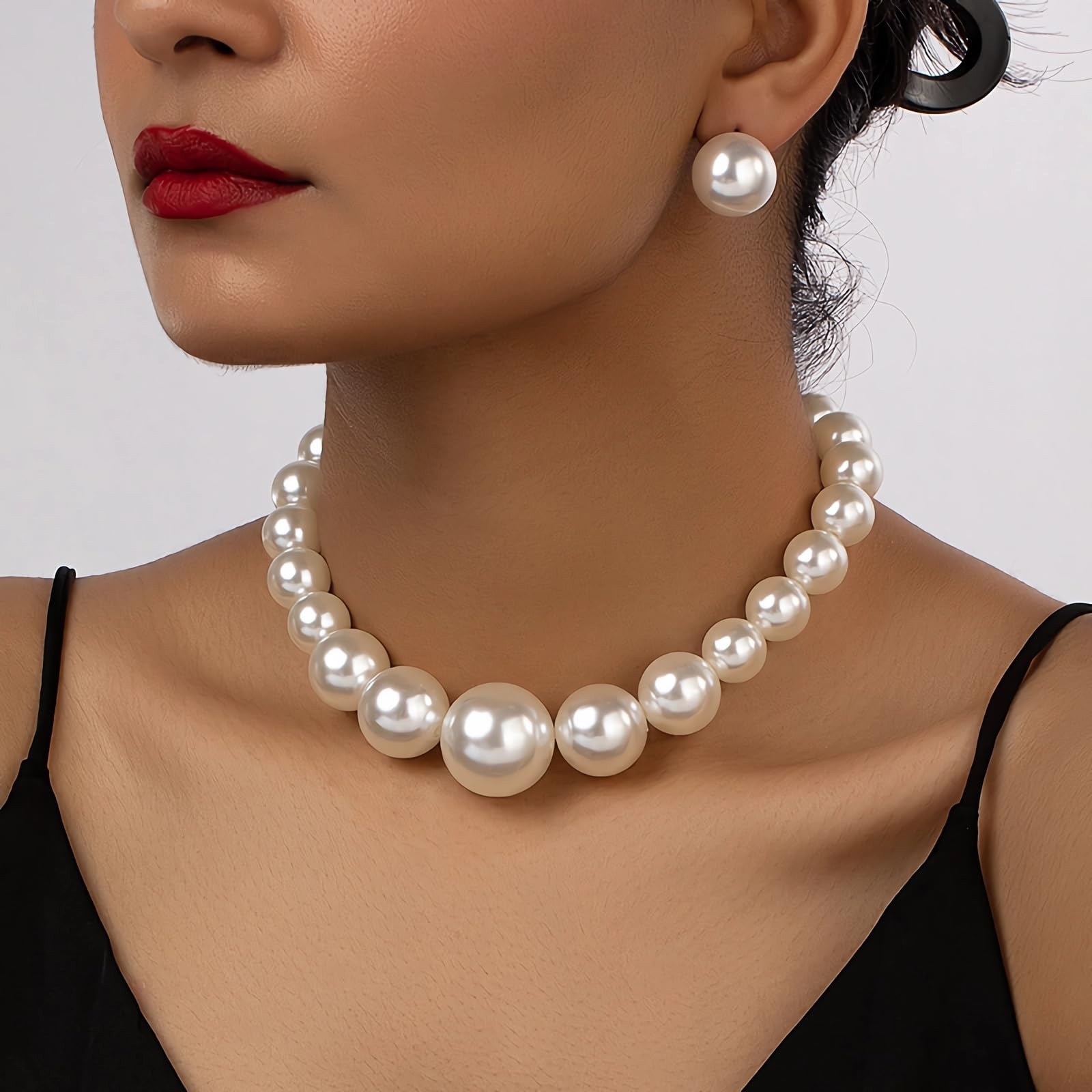 Faux Pearl Choker Necklaces for Women Big Necklace Chunky A-pearl