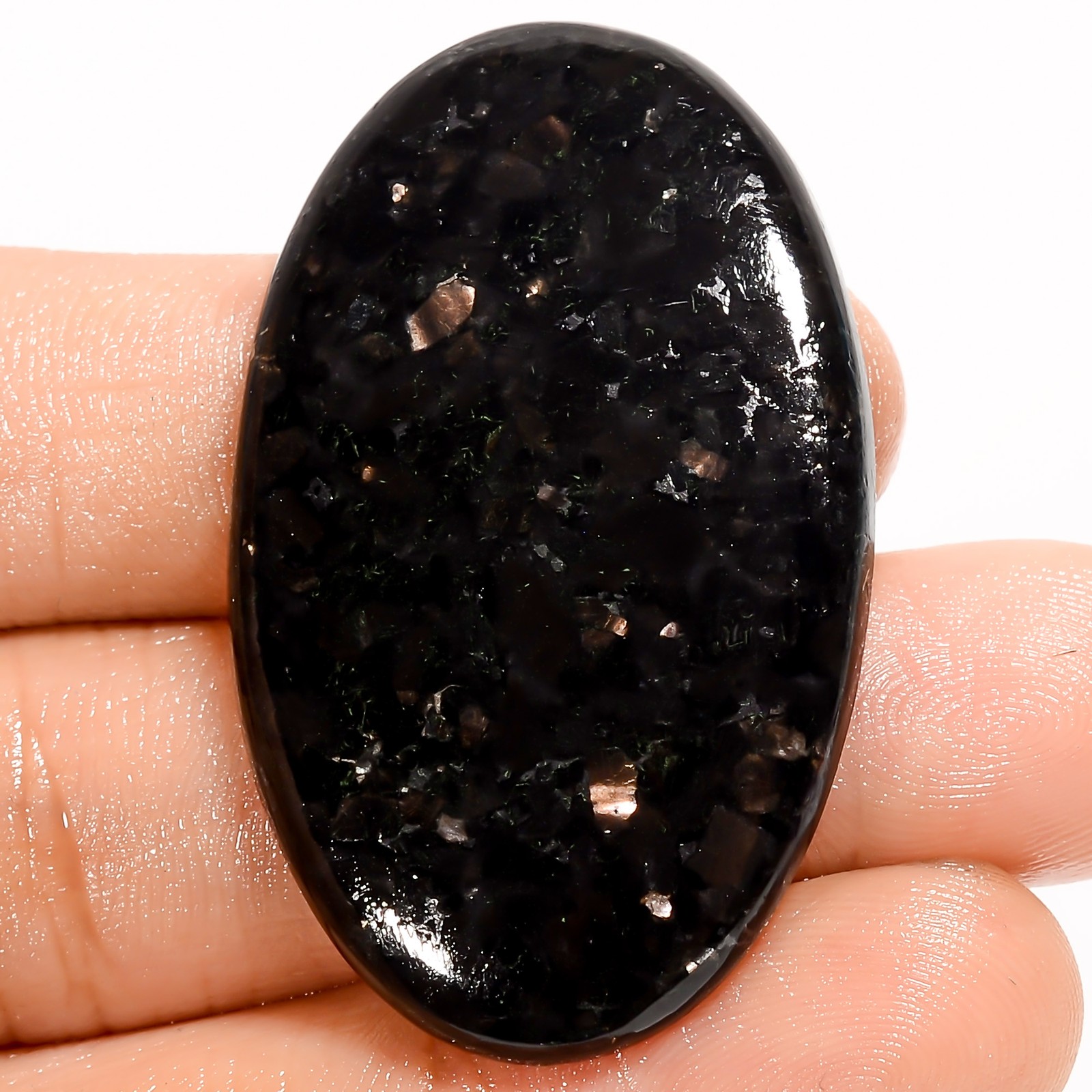 100% Natural Golden Nuummite Oval Shape Cabochon Gemstone 52 Ct 41X25X5mm A36418