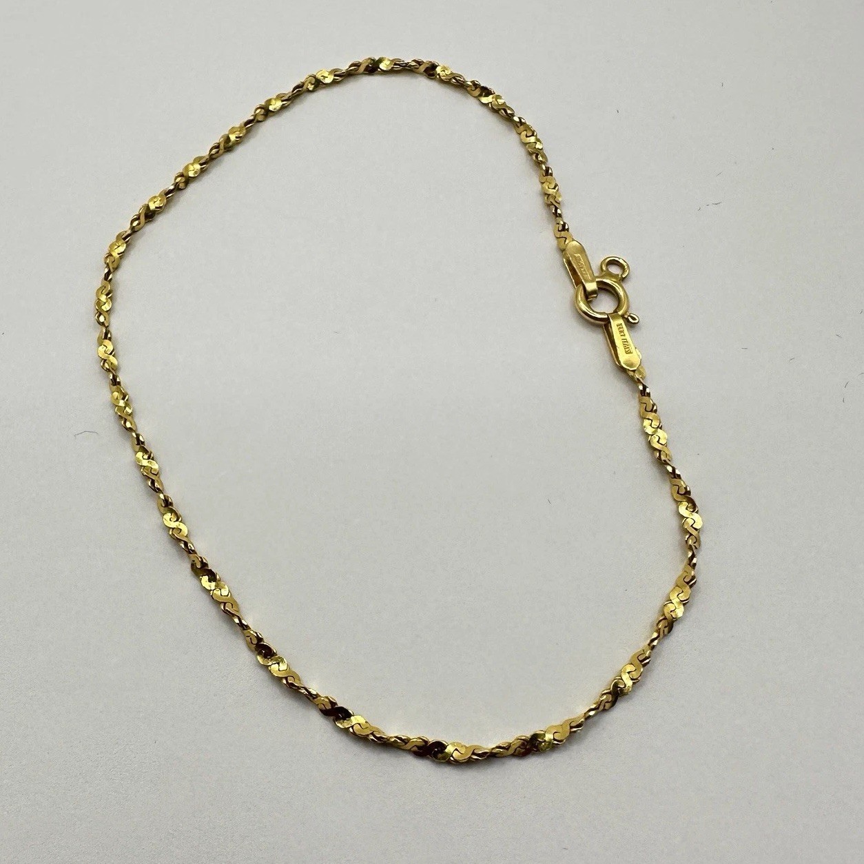 14K Yellow Gold Fancy S Link Bracelet 7.5” 1.98g Italy 585 Italian