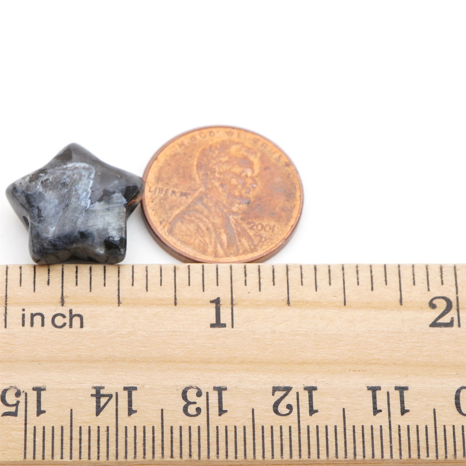 12 flat Norwegian moonstone star beads grey black larvikite stone avg 15mm