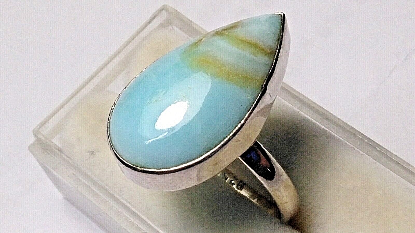 AESTHETIC NATURAL LARIMAR IN STERLING SILVER.925 RING SIZE 8.75-9.0!