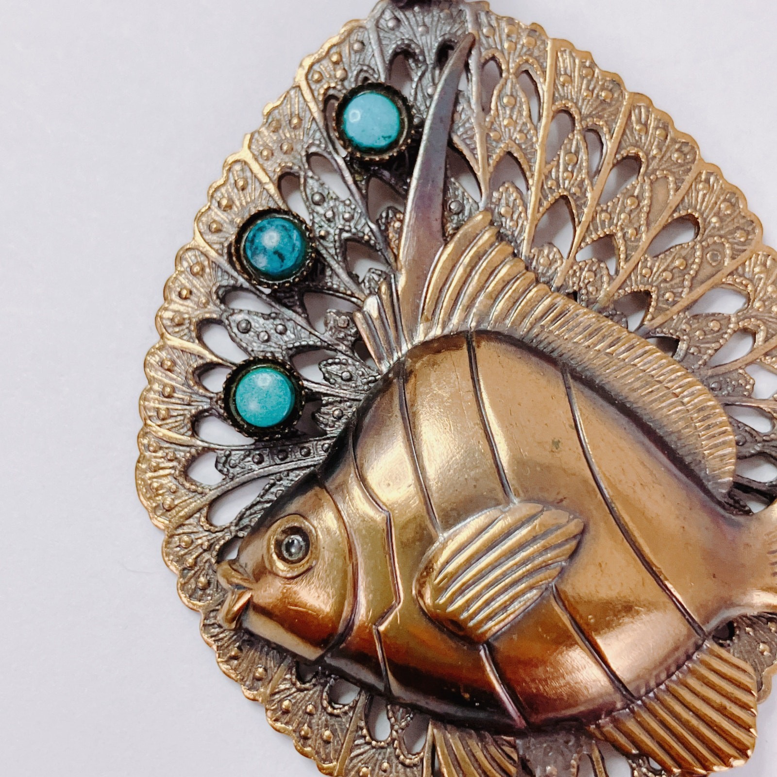 Vintage Mid Century Fish Pendant Necklace Fun Retro Kitschy Nautical Jewelry
