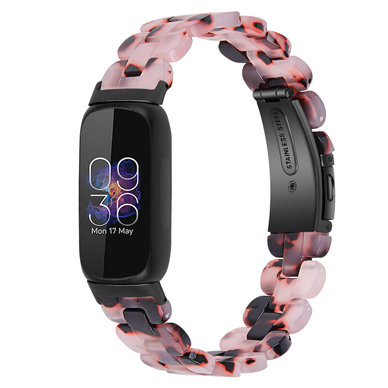 For Fitbit Inspire 3 Fashion Luxury Resin Strap Stainless Steel Watch Band